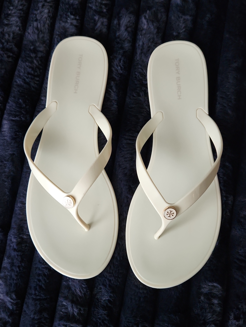 Tory Burch Ivory/ Cream Logo Thong Sandals